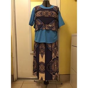 3 piece ensemble shirt, vest top and elastic skirt